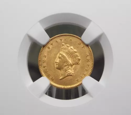 1854 $1 Liberty Head GOLD One Dollar *TYPE 2* $1 NGC AU58 #001 About Unc ECC&C