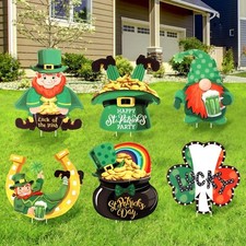6 Pieces St. Patrick's Day Yard Sign St. Patrick's Day Outdoor Lawn Decorative S