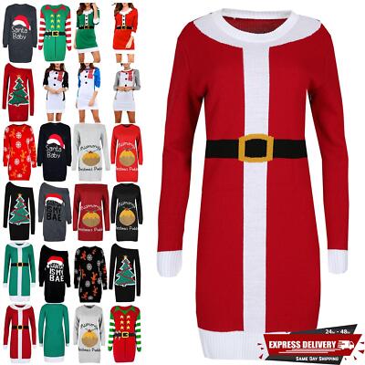 Ladies Christmas Baggy Long Sleeve Womens Xmas Santa Costume