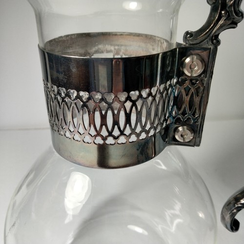 Vintage Mid Century Glass Coffee Carafe Silver Plate Trim And Handle... - Picture 3 of 8