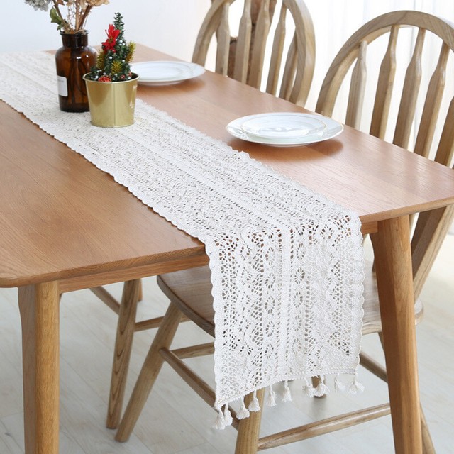 New Placemats White Crochet Lace Table Runner Romance Tablecloth Table