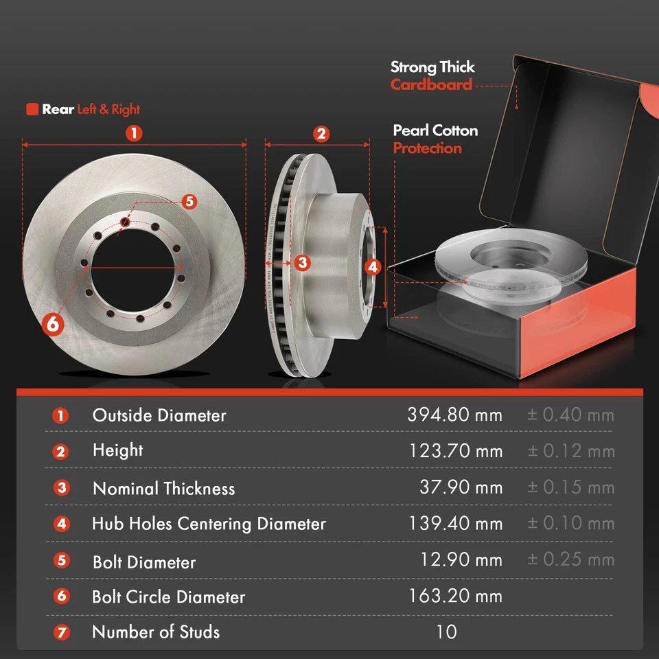 Rotor de disco trasero y pastilla de freno de cerámica para Ford F-450/550 Super Duty 2002 2003-2004 Foto 2 de 4