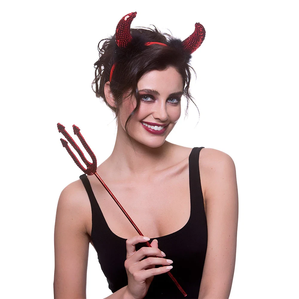 Chuangdi 4 Pezzi Cerchietti per Halloween con Corna da Diavolo Fascia di Capelli con Orecchie da Diavolo Glitterate Accessorio per Cosplay in Maschera Travestimento (Stile Semplice