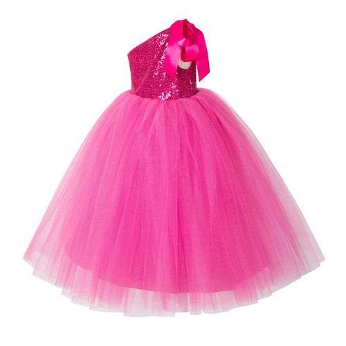 One-Shoulder Sequins Tutu Flower Girl Dress Tutu Dresses Princess Dress Pageant - Picture 57 of 72