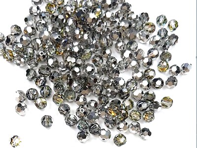 72 Genuine Preciosa Czech Round MC Crystal Beads 6mm Crystal Marea Silver 28036