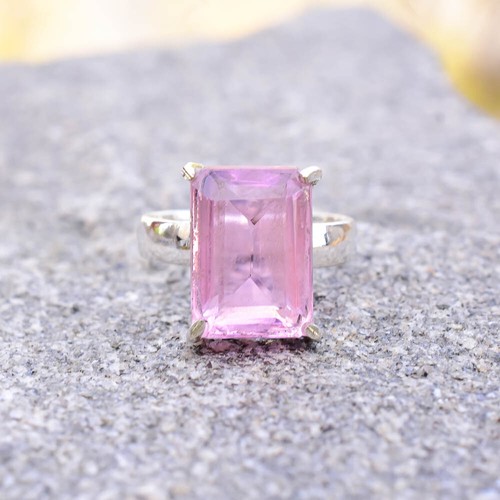 Pretty Rose Quartz 925 Sterling Silver Black Friday Ring All Size VV-219 - 第 2/7 張圖片