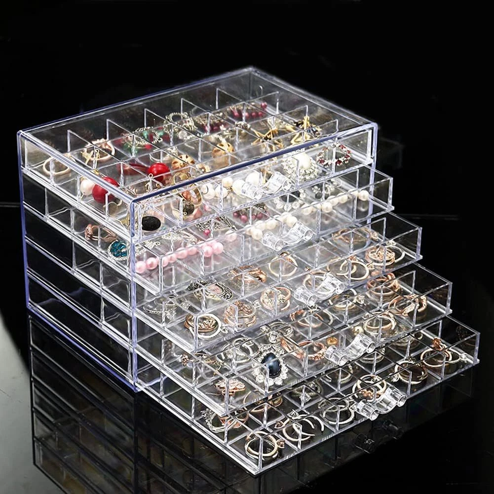 Earring Storage Box Organizer, Acrylic Jewelry Holder 5 Clear