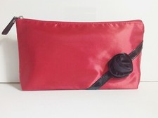    NEW Lancome Red Black Rose Satin Cosmetic Beauty Makeup Bag Travel Case Pouch