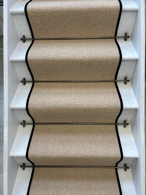 Kalahari Caramel Wolle Treppenläufer Schlaufenflor mit 100% Wollkante