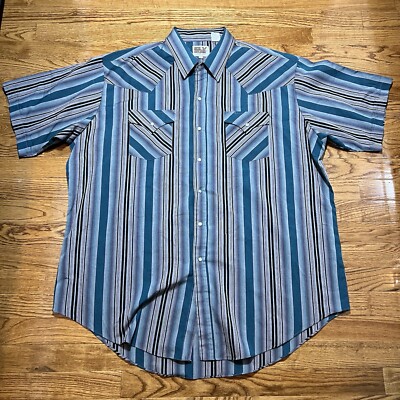 Ely Cattleman Shirt Mens XXL 2XL Pearl Snap Western Cowboy Pockets Short Sleeve