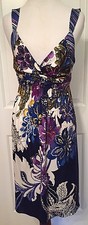 ELIE TAHARI womens dress Empire Waist Floral Multi Color Silk Knee length Size S