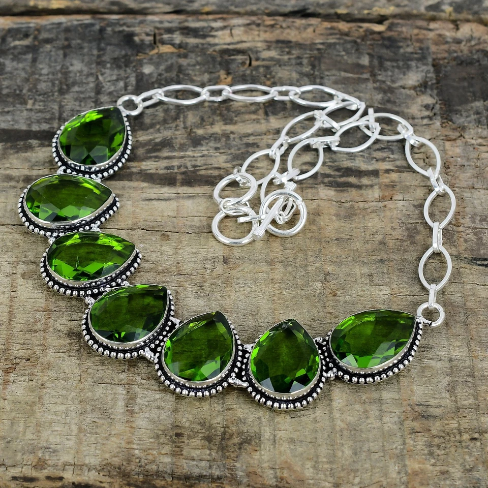 Peridot Gemstone Handmade 925 Sterling Silver August Birthstone Necklace - Image 3 of 4