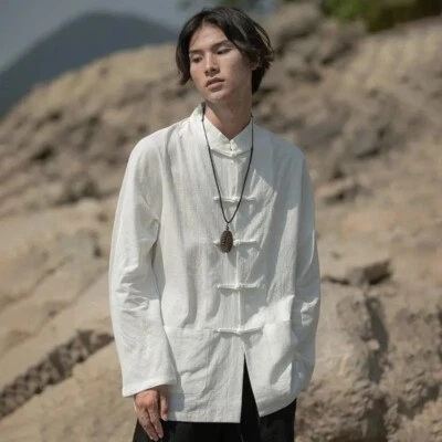 Chinesisch Salingstutzen Anzug Herren Retro Hemd Kung Fu Tai Chi Jacke Hanfu Top - Bild 1 von 4