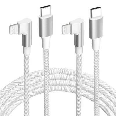 USB C to Lightning Cable, Mfi Certified, Fast Charging, 90 Degree, Nylon Braided