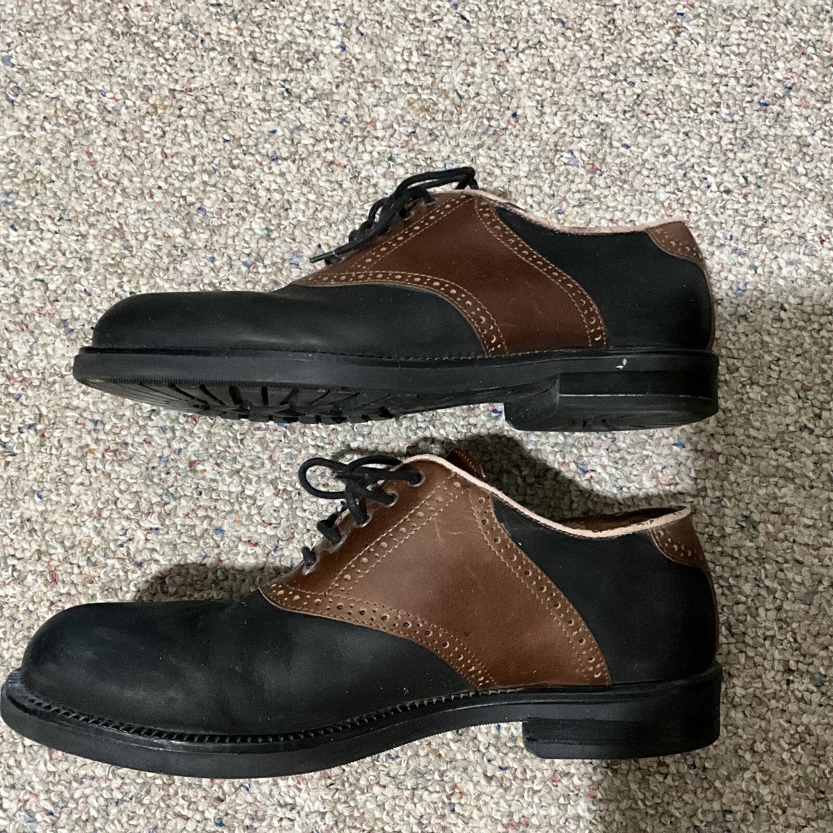 FLORSHEIM Comfortech Two Tone Black Brown Saddle Shoes 