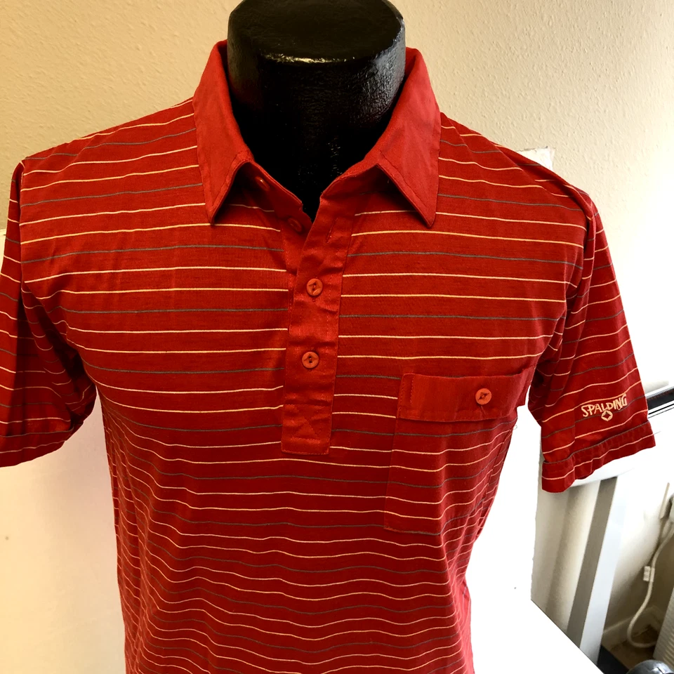Camisa polo de surfista de golf vintage de los 80 Spalding a rayas rojas ULTRA DELGADA M Foto 3 de 4
