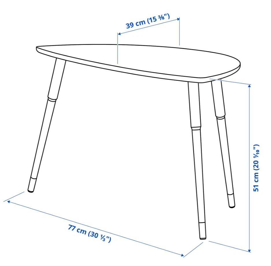 IKEA LOVBACKEN Mesa auxiliar, azul, 77x39 cm, 30 5/16" x 15 23/64" NUEVA Foto 4 de 4