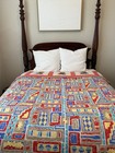 VINTAGE LITTLE FARMER BOY APPLIQUED Aztec print, 87x105" 12-10-88 HAND QUILT EUC — photo 7
