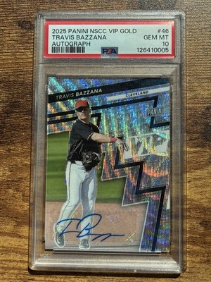 Travis Bazzana Auto RC 2025 Panini VIP Gold Pack Silver Wave /10 Auto PSA 10 Gem