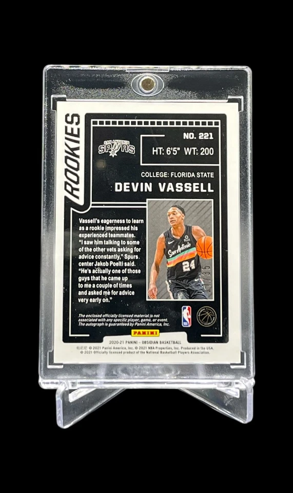 2020-21 Panini Obsidian Devin Vassell RPA Electric Etch Orange /35 #221 - Image 2 of 2