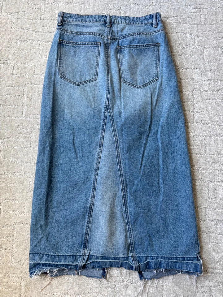 Falda vaquera BDG Urban Outfitters midi azul denim para mujer M recta abertura mandi Foto 2 de 4