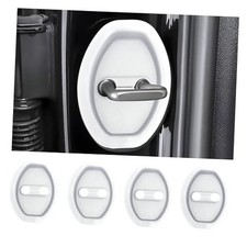 4PCS Door Latch Lock Cover,Silicone Door Latch Guard Car White