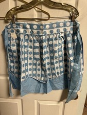 VNT Baby Blue White Polka Dot Circles Cotton Half Apron New 50s 60s Mod 18x18