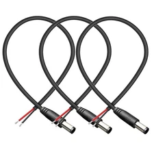 3 PCS 1 FT 18AWG DC Power Pigtail Cable 5.5x2.1mm Male Plug Open End Cord