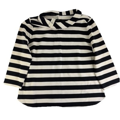 NWT Talbots Black & White Striped Half Sleeve Shirt XL Rear Button Up MSRP $89