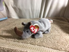 Vtg 1996 SPIKE The Rhinoceros TY Beanie Baby W/Tag 7 1/2" pre-owned