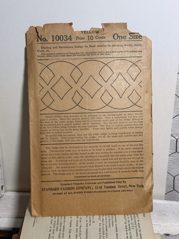 Antique 1899 Standard Fashion Co. Transfer Pattern Ladies Braiding Embroidery