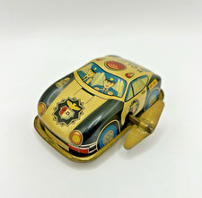 Russ Berrie Tin Lithograph Wind-Up Police Car Small 3" Toy Car Not Working 