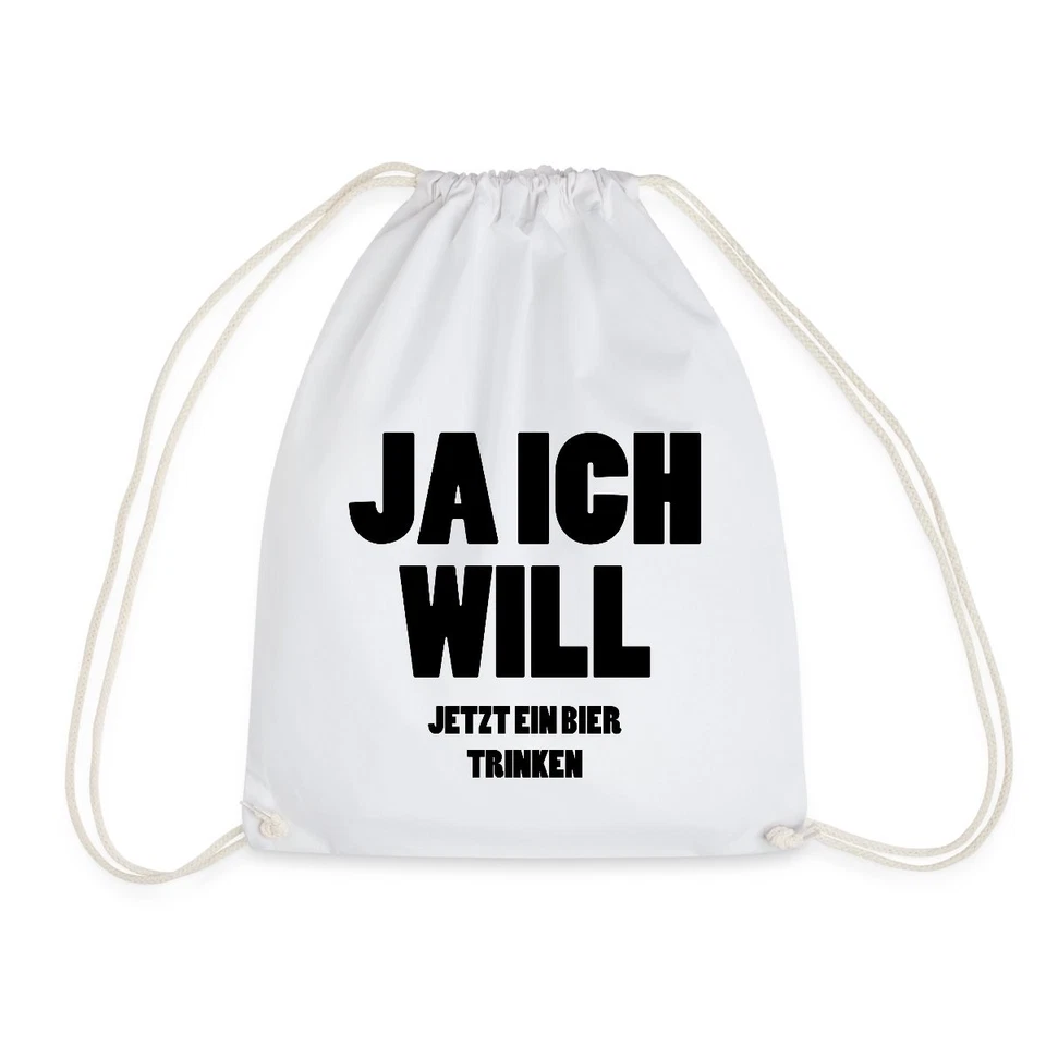 Nur Wegen Dem Bier Hier Lustiger Party Spruch Turnbeutel, One size, Weiß