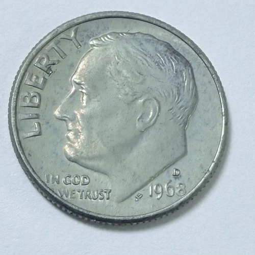 1968-D Roosevelt Dime 10c Coin AU About Uncirculated Condition #5925