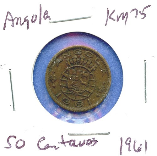1961 Angola Republic of Portugal 50 Centavos 50c Bronze Coin