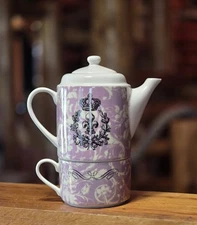 Stackable Tea Set for One Includes Teapot Mug and Lid Princess