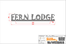 Fern Lodge Jokerman Font House Name Sign 500mm Laser Cut 3mm Mild Steel