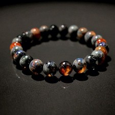 12mm Flame Agate Bead Bracelet Natural Stone Protection Jewelry for Men