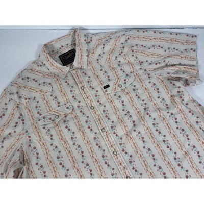 Howler Brothers H-Bar-B Snapshirt Mens XXL Cream Hibiscus Ribbon Pearl Snap bi