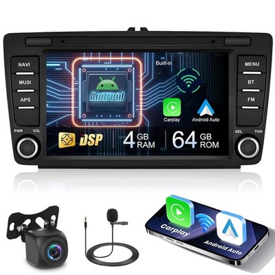 Für SKoda Octavia II MK2 2004-2013 Carplay Android 15 Autoradio GPS KAM 4+64GB