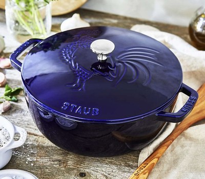 NEW Staub French Rooster Cast Iron 9 3/8   3 3/4 QT