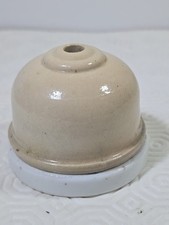 Vintage Art Deco 1930s Dome Porcelain  White Base Cream Top Light Ceiling Rose