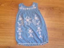 Lightweight Blue Dress Sundress White Embroidery Girls Size 5