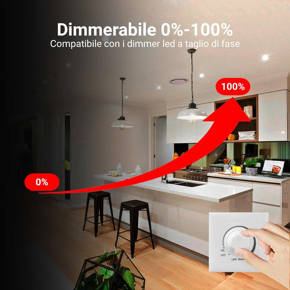 , MINI SPOT LED 3W, Dimmerabile, 300Lumen, Luce Fredda 6000K, Faretto QUADRO Inc - Immagine 3 di 4