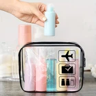 Portable Transparent Handbag with 8 bottles Travel Cosmetic Toiletry Storage