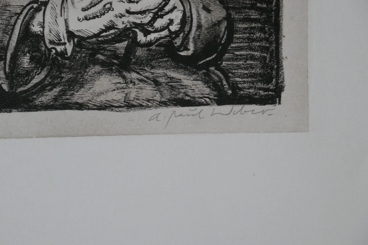 A. Paul Weber, Original Lithographie 1956, signiert, General Franco