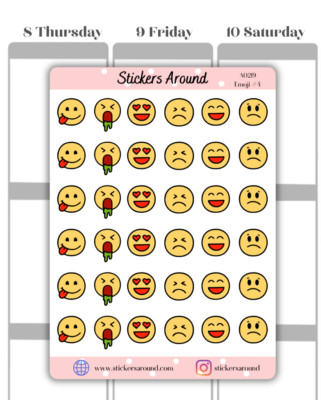 Emoji Icon Planner Stickers - Emojis Mood tracker #4, Calendar & Journal Sticker