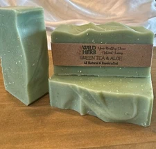 GREEN TEA & ALOE ALL NATURAL ORGANIC SOAP BAR | Unscented with Oatmeal |USA Made