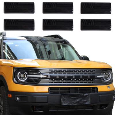 6pcs Black Front Grille Letters Cover Trim Decoration For Ford Bronco Sport 21+