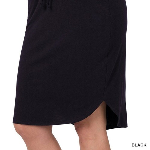 Zenana Corpcore Large Tulip Hem Black Pockets Knee Length Elastic Band Skirt - Picture 4 of 6